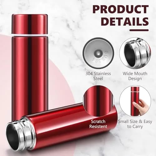Vesici 4 Pack 4.4oz (130ml) Mini Insulated Water Bottles, Red | Pocket-Sized Hydration On-the-Go thumbnail 3