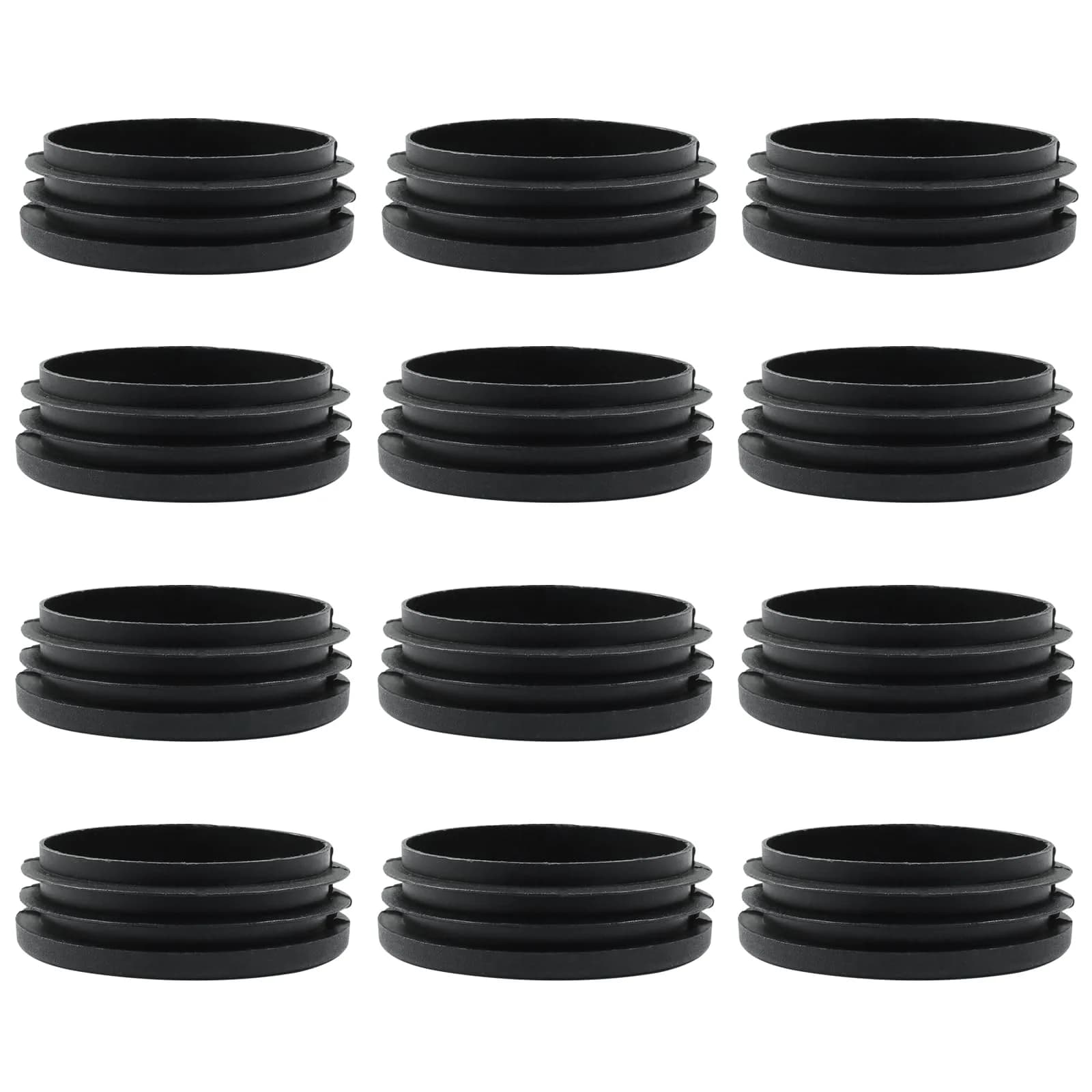 Bonsicoky 1-1/4 Inch (32mm) Black Round Plastic Hole Plugs | Furniture Floor Protector, 4 Pack — 12 Pcs / Diameter: 3"