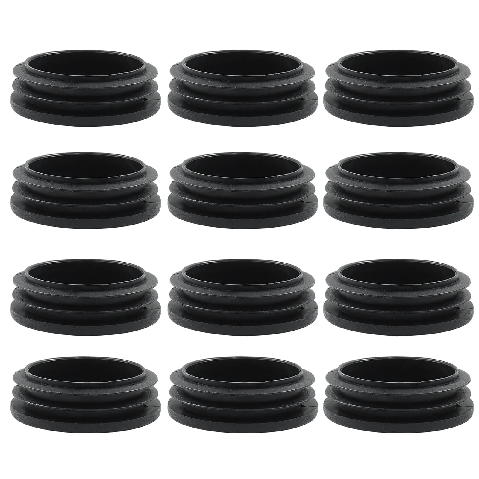 Bonsicoky 1-1/4 Inch (32mm) Black Round Plastic Hole Plugs | Furniture Floor Protector, 4 Pack — 12 Pcs / Diameter: 2"