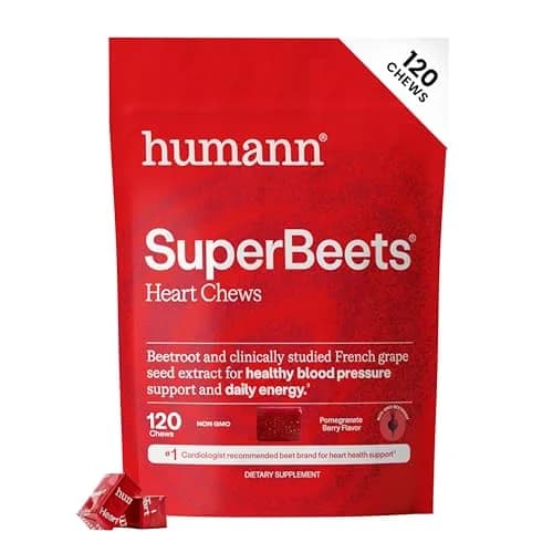 HumanN SuperBeets Heart Chews Pomegranate Berry 120 Ct | Supports Blood Pressure & Energy thumbnail 1