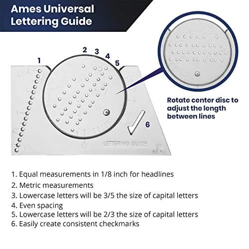 Pacific Arc Ames Lettering Guide 2 Pack | Drafting & Drawing Template for Precise Lines thumbnail 3