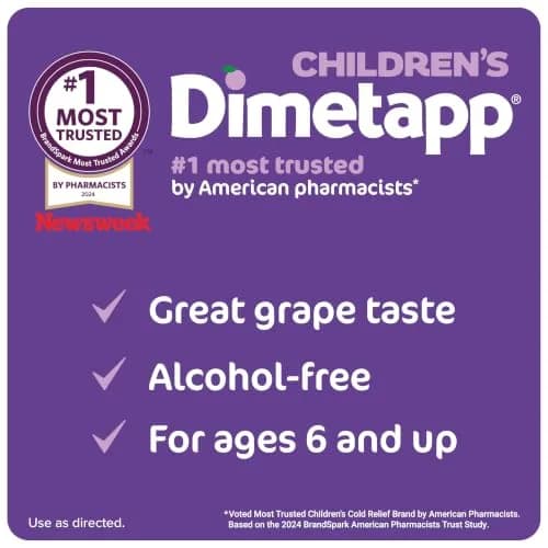 Dimetapp Children’s Cold & Allergy Liquid, Grape Flavor, 8 fl oz | Multi-symptom relief for kids thumbnail 5