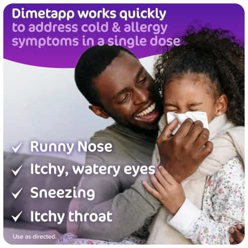 Dimetapp Children’s Cold & Allergy Liquid, Grape Flavor, 8 fl oz | Multi-symptom relief for kids thumbnail 2
