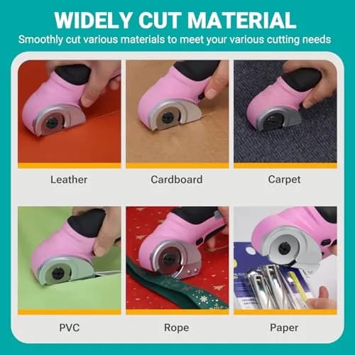 VLOXO Cordless Electric Scissors Cutter with Replacement Blade & Type-C Cable, 0.38 kg (0.87 lbs) Pink | Cuts Cardboard, Leather, Fabric, Carpet thumbnail 2