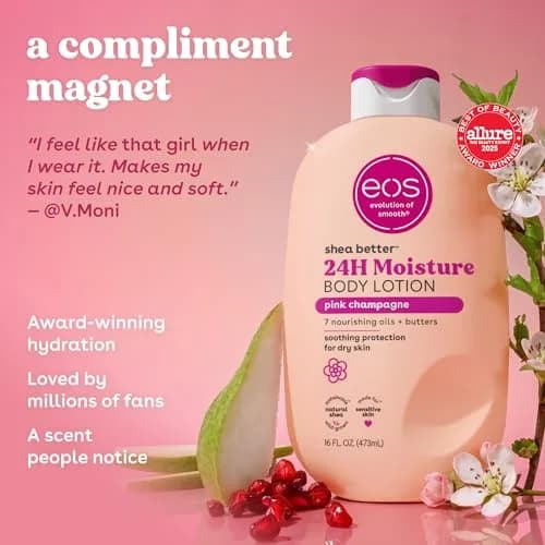 eos Shea Better Body Lotion Pink Champagne 473ml (16 Fl Oz) | 24-Hour Moisture for Soft Skin thumbnail 3