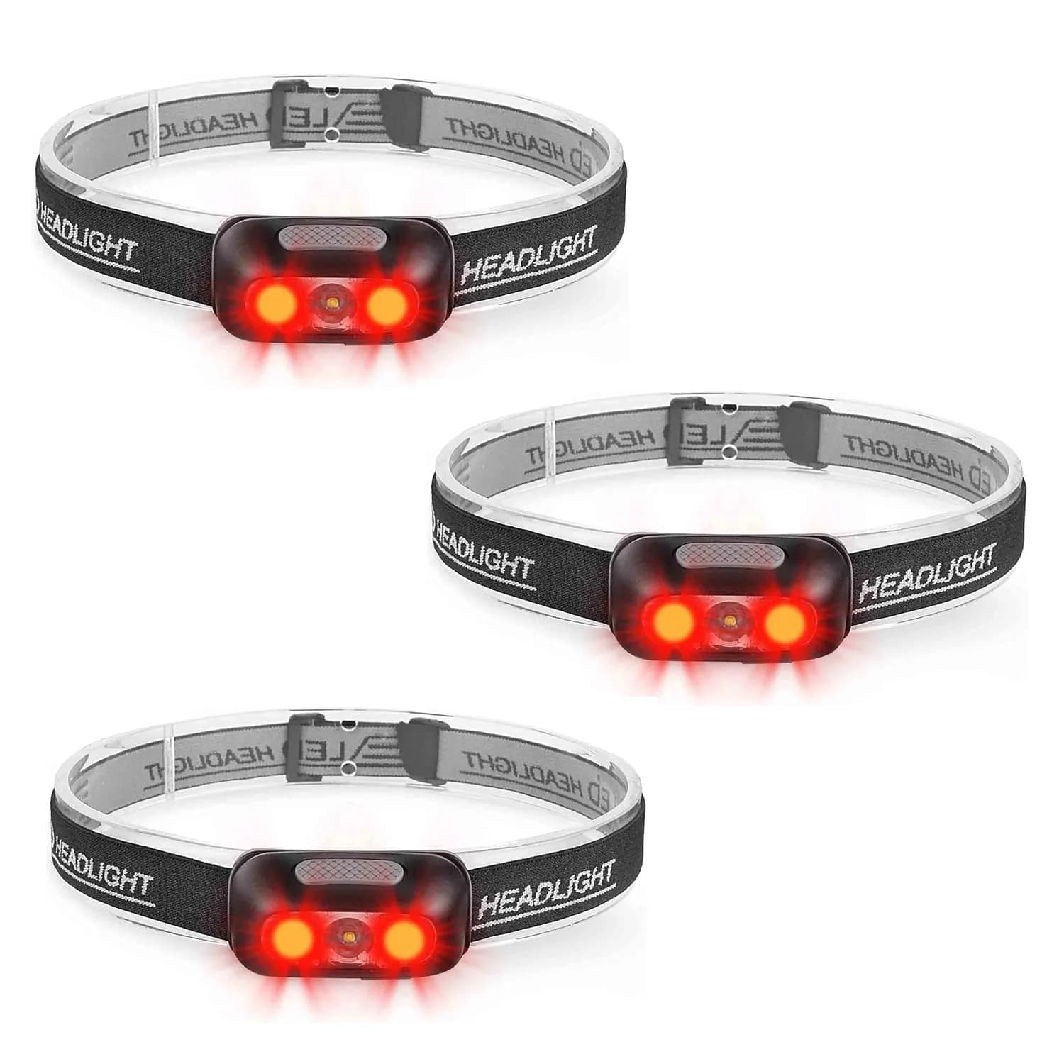 Geekhigh Rechargeable LED Headlamp with Red Light, 500 Lumens | 650 FT Beam Distance — Red Headlight-Black