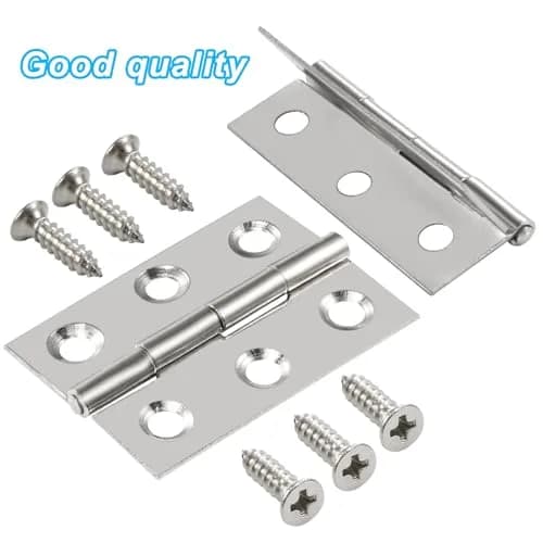 Adyoney 20Pcs 1.73 inch (44mm) 304 Stainless Steel Flat Hinges with 120 Screws | Cabinet Door Hinges for Furniture, Drawers, Gates thumbnail 4
