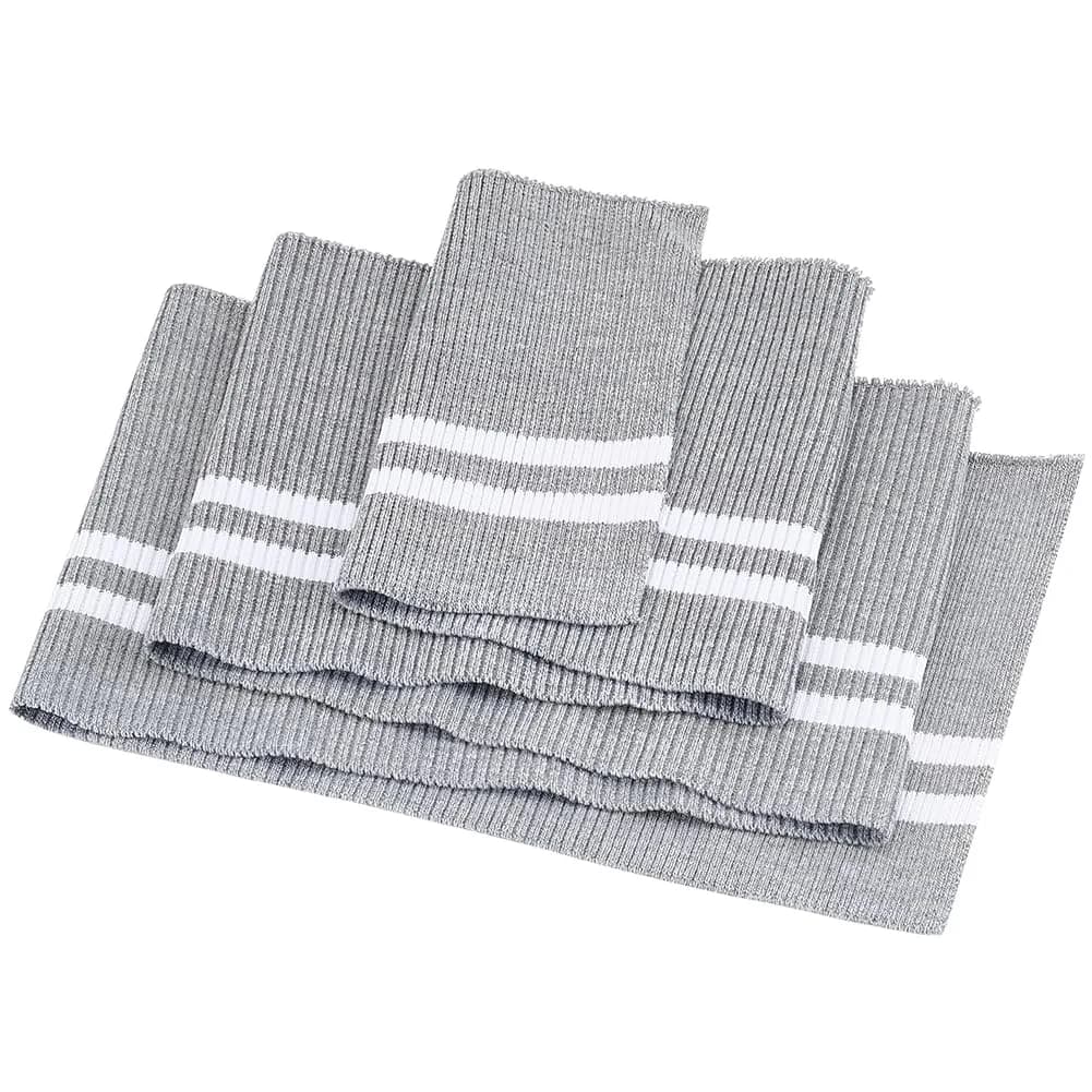 BENECREAT Striped Elastic Fiber Ribbing Fabric 95cm x 14.5cm (37.4" x 5.7") 2-Pack | Soft, Stretchy, Two-Way Stretch Waistband & Cuff Material — Light Grey