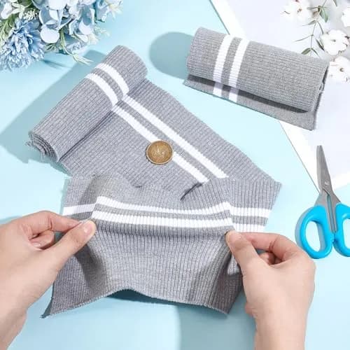BENECREAT Striped Elastic Fiber Ribbing Fabric 95cm x 14.5cm (37.4" x 5.7") | Two-Way Stretch for Cuffs & Waistbands thumbnail 3