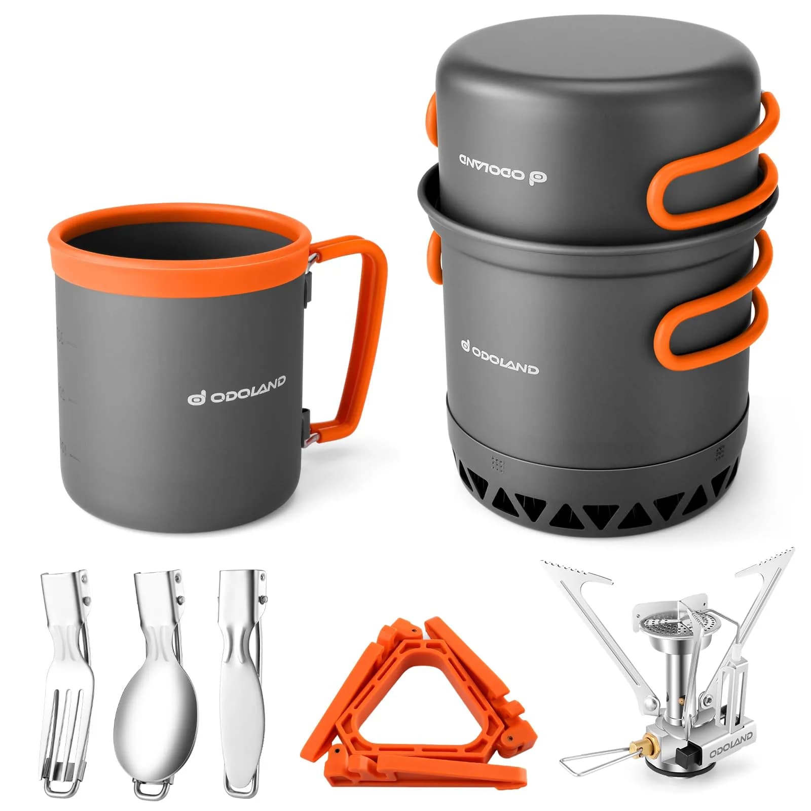 Odoland Camping Mess Kit with Stove & Pots | Lightweight Backpacking Cookware - main product image