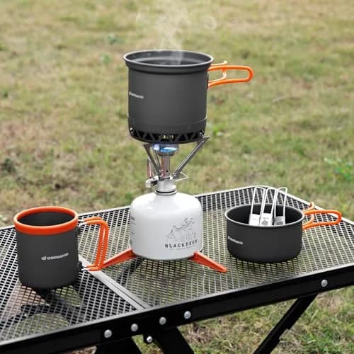 Odoland Camping Mess Kit with Stove & Pots | Lightweight Backpacking Cookware thumbnail 8