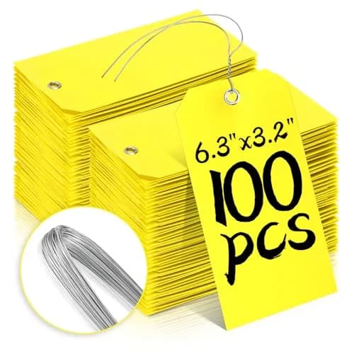 XUWAIDSGN Waterproof Writable Plastic Labels 100 Pcs | Heavy Duty Outdoor Tags with Wire Tie (6 1/4" x 3 1/8") thumbnail 1