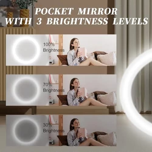 Kakuje Black Compact Mirror with Light, 1X/3X Magnification LED Pocket Mirror 7.9cm (3.1"L x 3.1"W) thumbnail 5