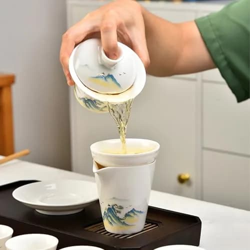 Fashion & Lifestyle Jingdezhen Chinese Traditional Teaware Gaiwan 5oz/150ml | Handmade Porcelain Kung Fu Tea Cup thumbnail 4
