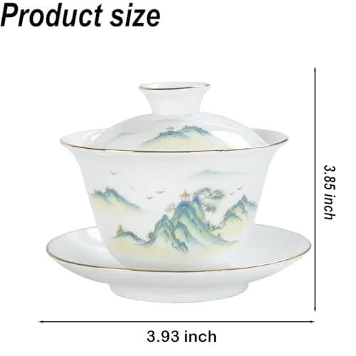 Fashion & Lifestyle Jingdezhen Chinese Traditional Teaware Gaiwan 5oz/150ml | Handmade Porcelain Kung Fu Tea Cup thumbnail 5