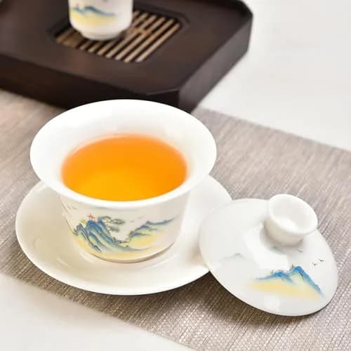 Fashion & Lifestyle Jingdezhen Chinese Traditional Teaware Gaiwan 5oz/150ml | Handmade Porcelain Kung Fu Tea Cup thumbnail 2