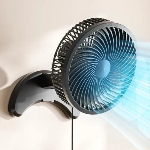 Koonie 8'' Wall Mount Fan Black | 20 cm Fan with Timer & Remote, 3 Speeds, Quiet Operation thumbnail 1