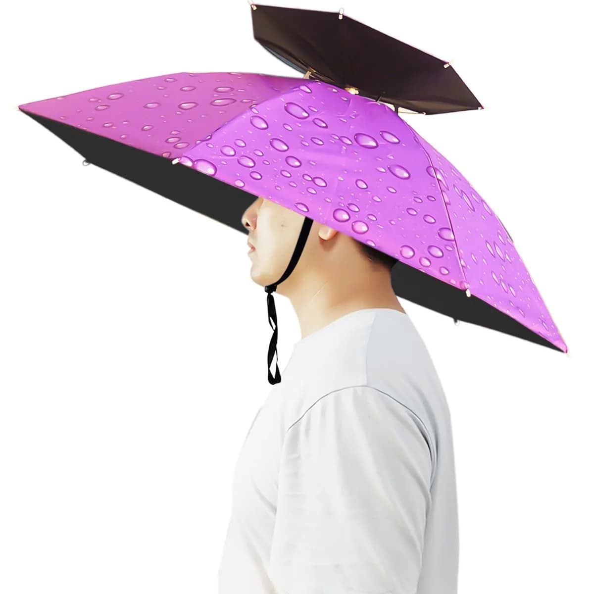 Bocampty Purple Umbrella Hat, 37 inch Diameter, Hands-Free UV Protection for Fishing & Outdoors