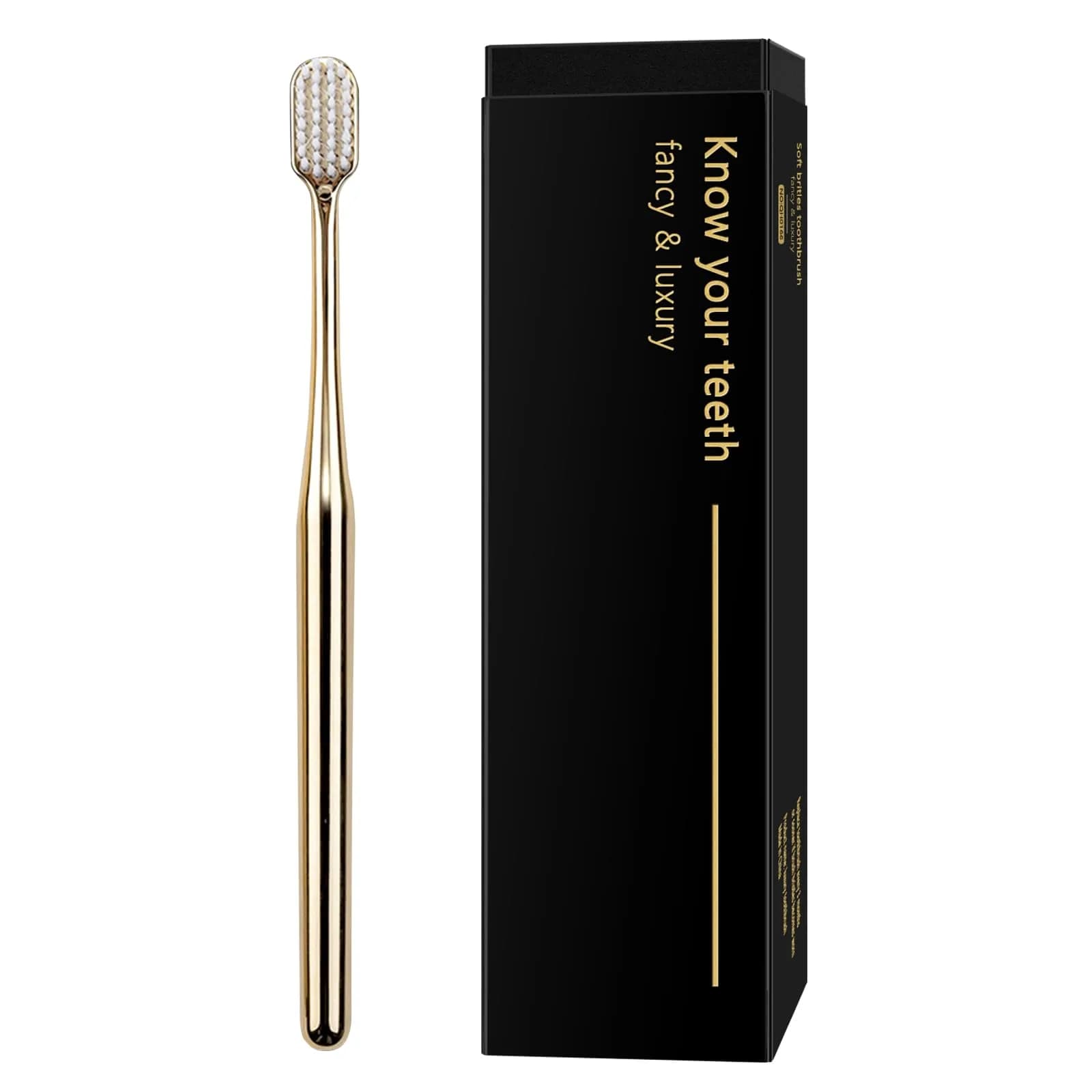 Z-VAPRESS Gold Color Toothbrush Soft Charcoal Bristles Travel Toothbrush Luxury Gold Plated | Elegant & Gentle — Gold White