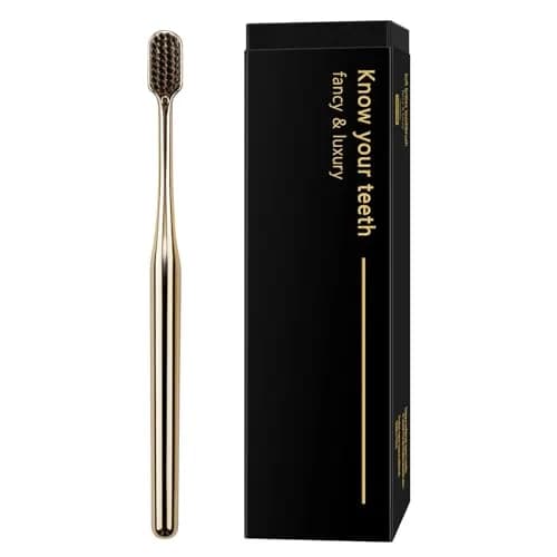 Z-VAPRESS Gold Color Toothbrush Soft Charcoal Bristles Travel Toothbrush Luxury Gold Plated | Elegant & Gentle thumbnail 1