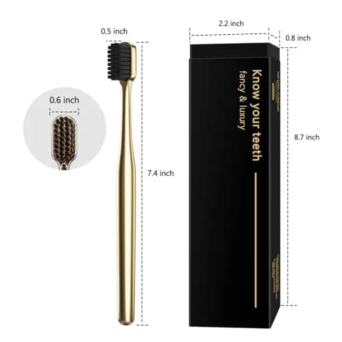 Z-VAPRESS Gold Color Toothbrush Soft Charcoal Bristles Travel Toothbrush Luxury Gold Plated | Elegant & Gentle thumbnail 7