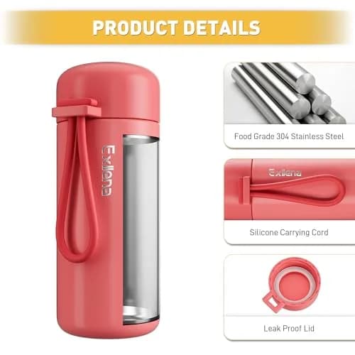 Exllena Mini Water Bottle 5oz | Leakproof Insulated Travel Flask for Hot & Cold Drinks thumbnail 3