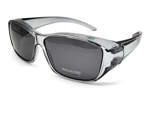 BLUE CUT Fit Over Polarized Sunglasses Light Grey | UV & Glare Block for Large Glasses thumbnail 1