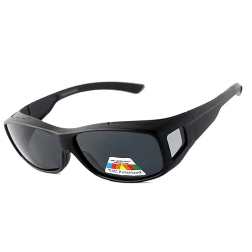 BLUE CUT Fit Over Polarized Sunglasses for Large Prescription Glasses - Black Matt | Wear Over Glasses thumbnail 1