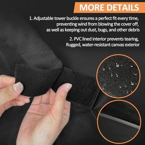 Blackhoso Heavy Duty Grill Cover for Weber Q2000-Q3200 Grills, 57"L x 22.5"W x 39"H | Waterproof, UV Resistant, Windproof thumbnail 4