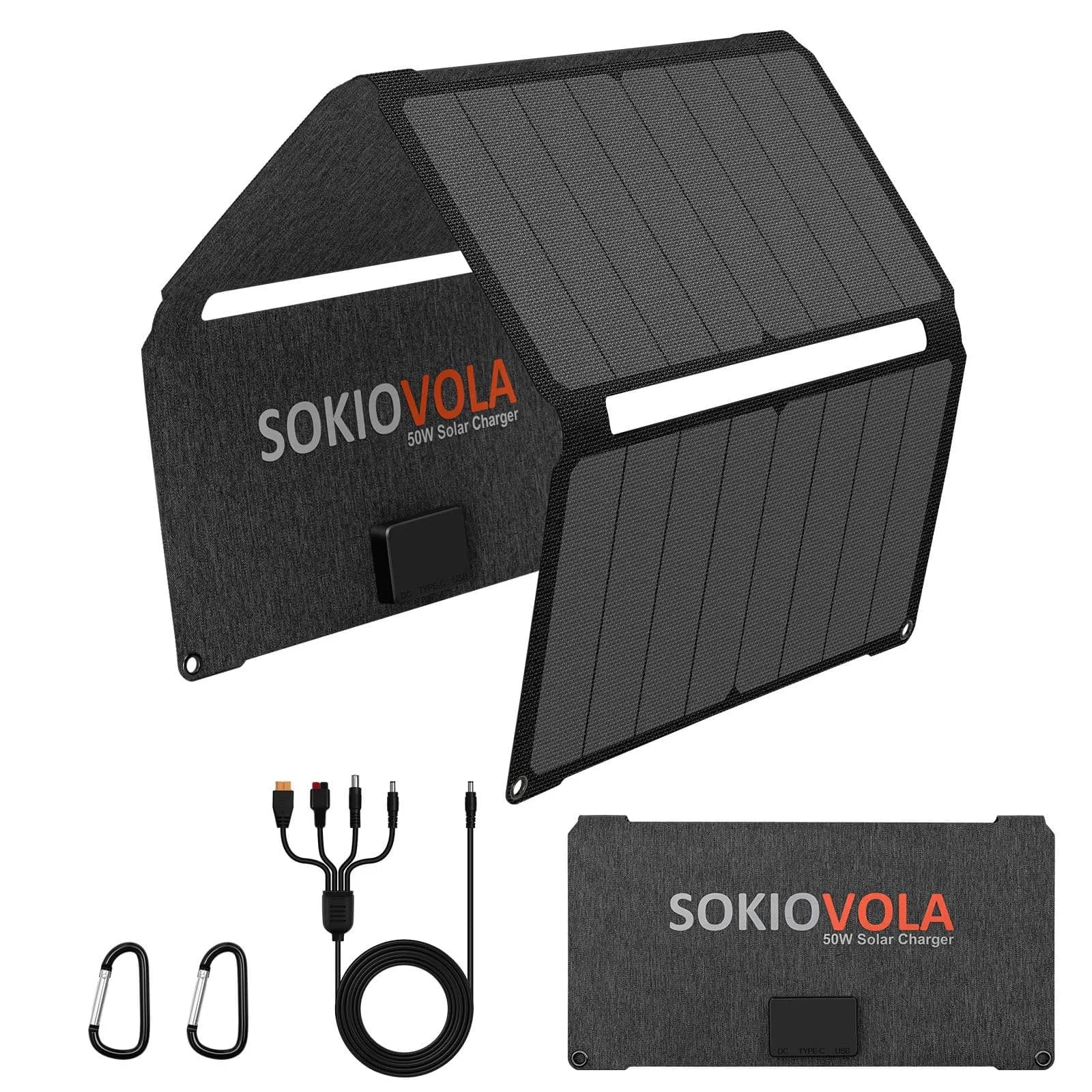 SOKIOVOLA 50W Foldable Solar Panel Charger 24.8% Conversion Rate | 20.7cm (8.15in) Wide