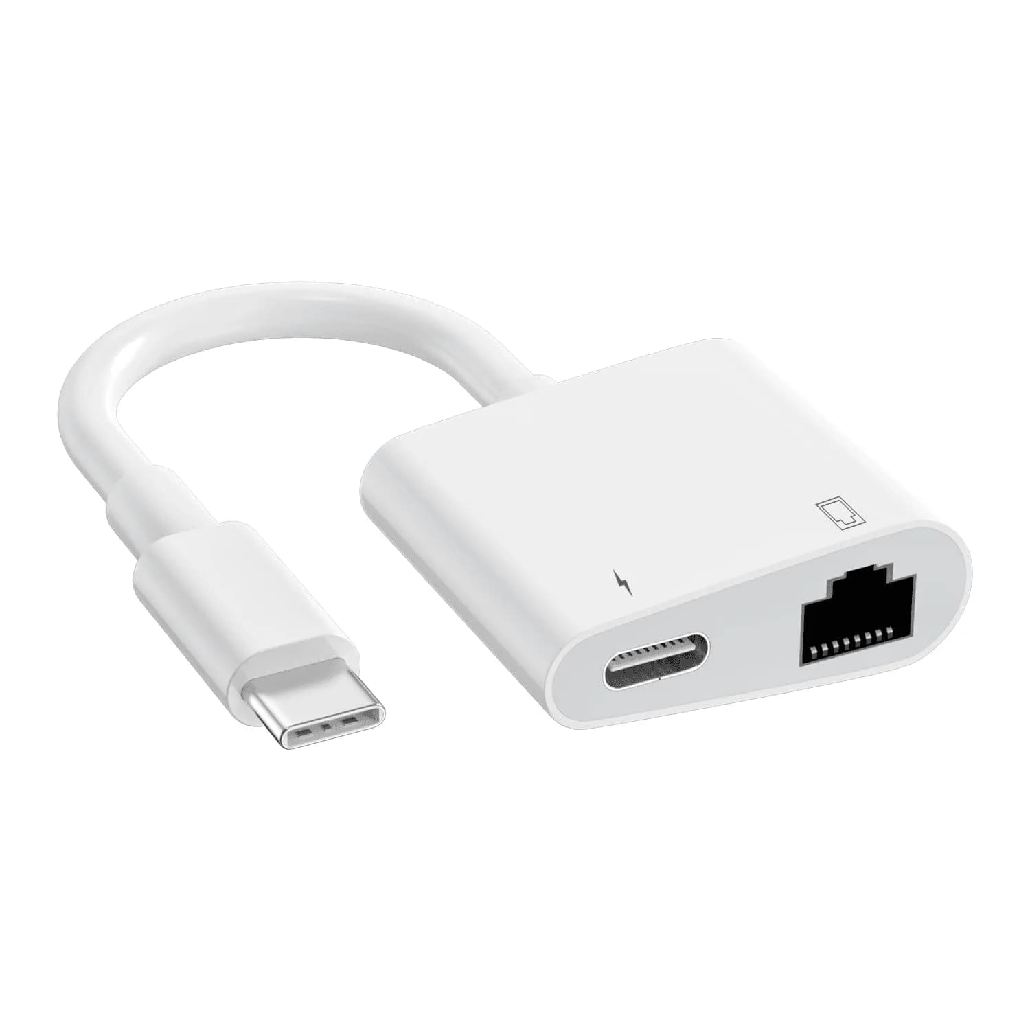DESOFICON Lightning to Ethernet Adapter 2 in 1 | Fast Ethernet & Charge Port for iPhone/iPad (0.5kg, 9.7in) — USB-C to RJ45