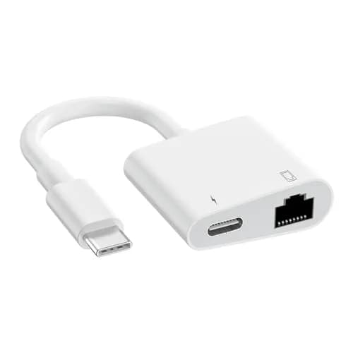 DESOFICON USB C to Ethernet Adapter 2 in 1 RJ45 LAN & Charging | Supports 100Mbps thumbnail 1