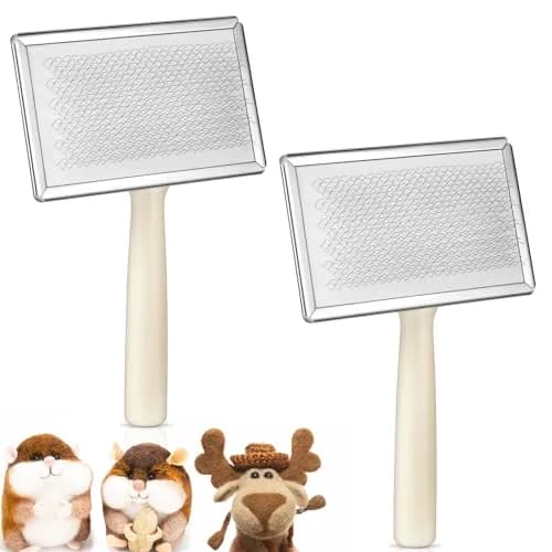 Tessco for you Wool Carder Brush Set 18cm (7.09 Inch) | Classic Wood Handle, Steel Wire for Needle Felting & Pet Grooming thumbnail 1
