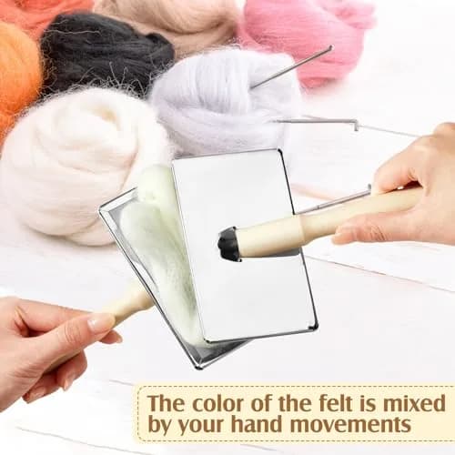 Tessco for you Wool Carder Brush Set 18cm (7.09 Inch) | Classic Wood Handle, Steel Wire for Needle Felting & Pet Grooming thumbnail 4