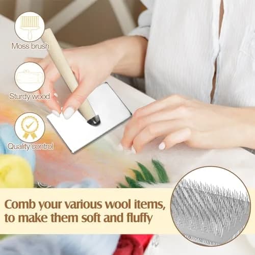 Tessco for you Wool Carder Brush Set 18cm (7.09 Inch) | Classic Wood Handle, Steel Wire for Needle Felting & Pet Grooming thumbnail 5