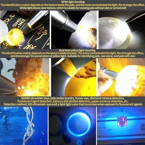YZYOE Rechargeable Expert Jade Appraisal Flashlight 14.5 cm (5.7 inches) | Multi-Function LED Torch with UV Light thumbnail 2