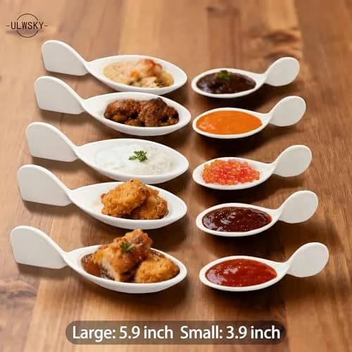 ULWSKY 10Pcs Porcelain Fish Shaped Tasting Spoons 10 cm (3.9 inches) | Unique Appetizer & Caviar Sample Spoons thumbnail 7