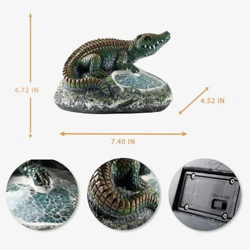 Rezpuao Solar Crocodile Garden Statue 19cm (7.5") | Cute Resin Figurine with LED Light for Outdoor Decor thumbnail 3