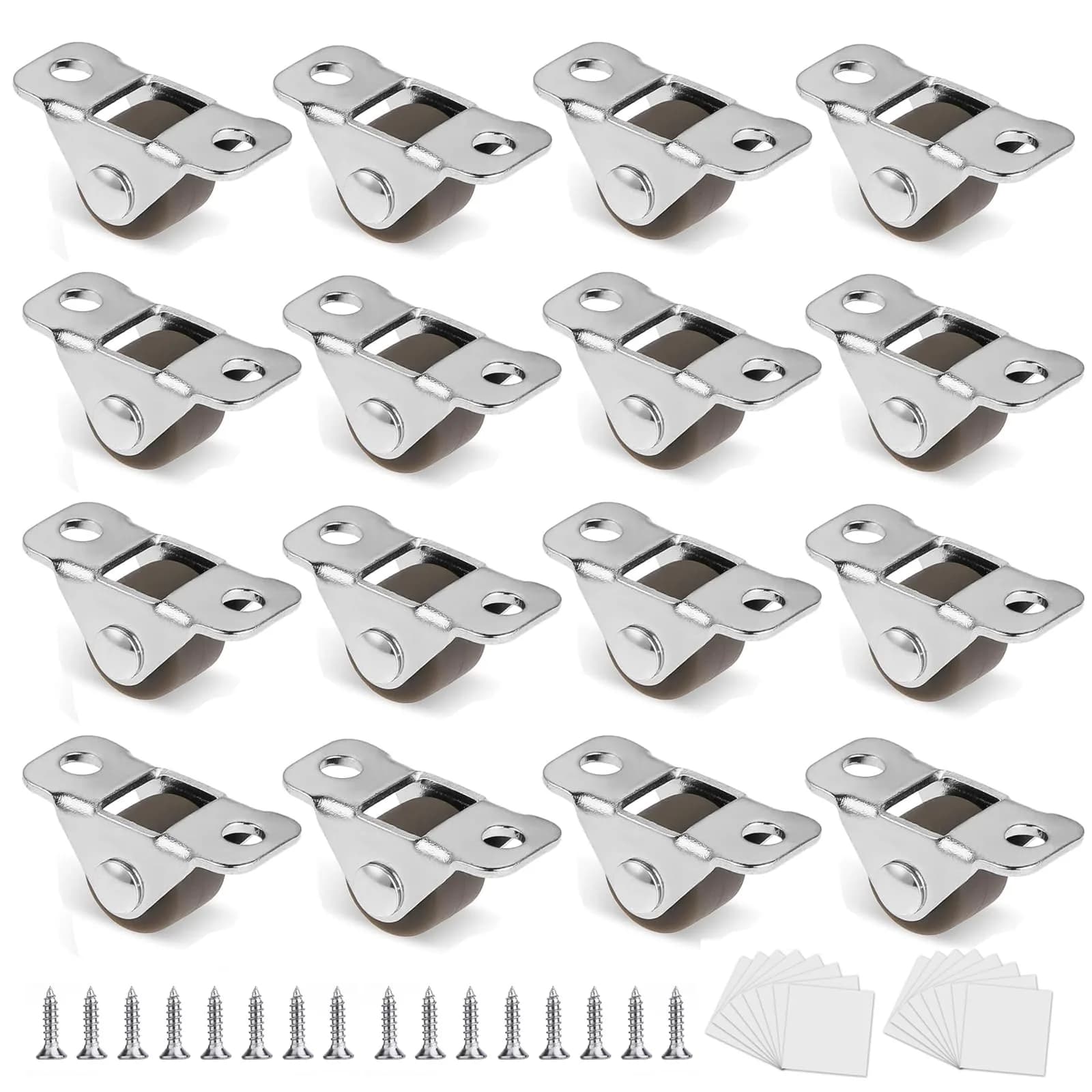 Luxinika 1/2 Inch Mini Rigid Caster Wheels | Low Profile Rubber Casters Set 16 - main product image