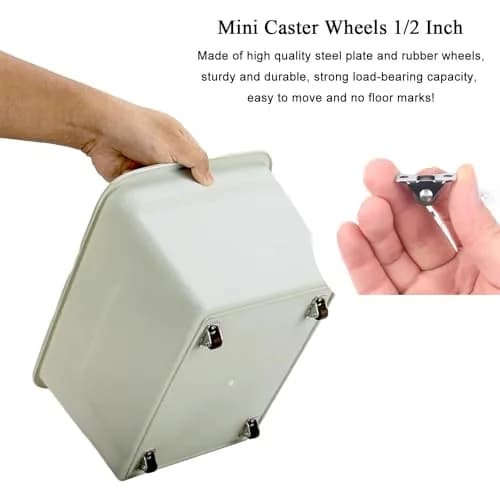 Luxinika 1/2 Inch Mini Rigid Caster Wheels | Low Profile Rubber Casters Set 16 thumbnail 7