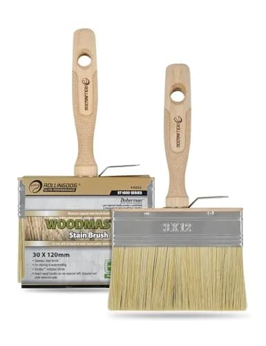 ROLLINGDOG 4.5 Inch Deck Stain Paint Brush (2-Pack, 120mm) | Laser Engraved Beech Wood Handle thumbnail 6