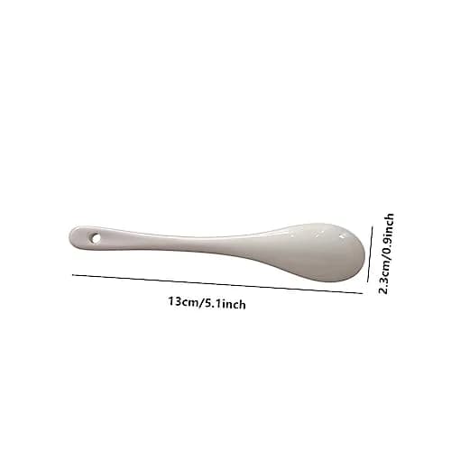 Honkenda White Ceramic Coffee Spoon 13cm (5.1 Inch) | Set of 12 | Smooth & Dishwasher Safe thumbnail 2