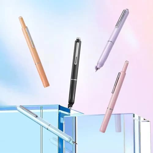WRITECH Retractable Fountain Pen Fine Nib: Black Ink Set with 5 Cartridges | Smooth Writing for Calligraphy, Sketching, Journaling (Purple) thumbnail 7