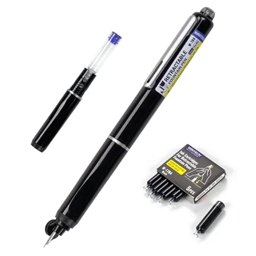 WRITECH Retractable Fountain Pen Set Fine Nib Black Ink | 0.3mm thumbnail 1