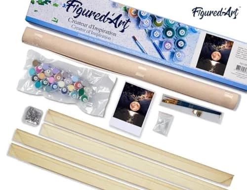 Figured'Art Paint by Numbers Kit for Adults Moon Reflection on The Lake 16"x20" | Relaxing Creative Hobby thumbnail 5