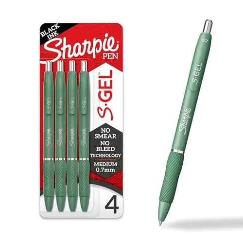 Sharpie S-Gel Gel Pens Medium Point 0.7mm Black Ink 4 Count | Smooth Writing Instrument for Office and Students thumbnail 1