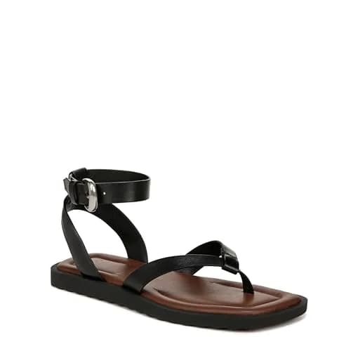 Vince Samuela Ankle Strap Sandals Black Leather 6 M | Flat Lug-Sole Casual Footwear thumbnail 1