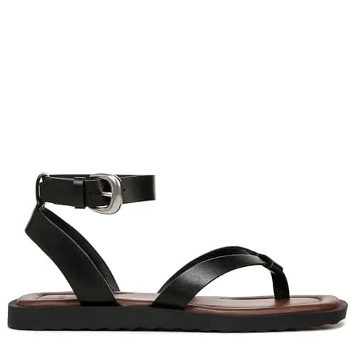 Vince Samuela Ankle Strap Sandals Black Leather 6 M | Flat Lug-Sole Casual Footwear thumbnail 8