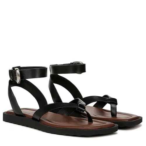 Vince Samuela Ankle Strap Sandals Black Leather 6 M | Flat Lug-Sole Casual Footwear thumbnail 9