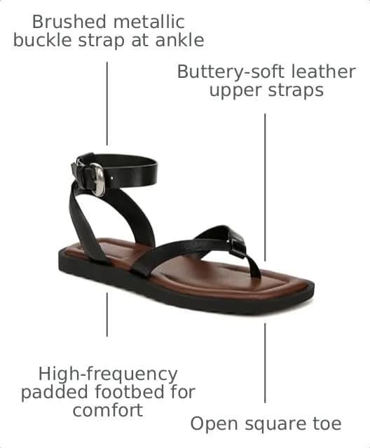 Vince Samuela Ankle Strap Sandals Black Leather 6 M | Flat Lug-Sole Casual Footwear thumbnail 3